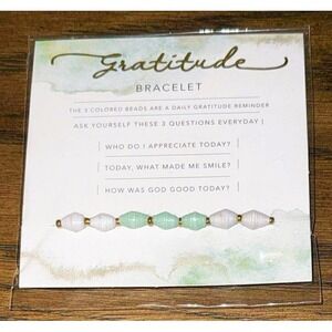 NEW Mercy House Gratitude Friendship Bracelet White Green Gold Beads